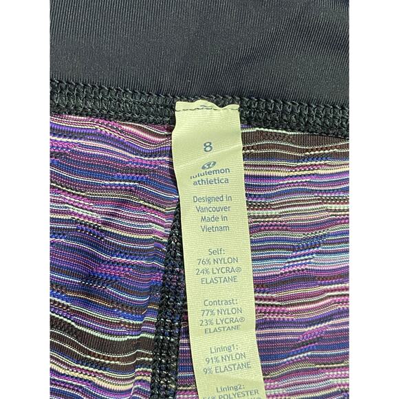Lululemon Cropped Yoga Leggings Women’s Size 8 – lil9 Purple Stripe - Picture 4 of 11